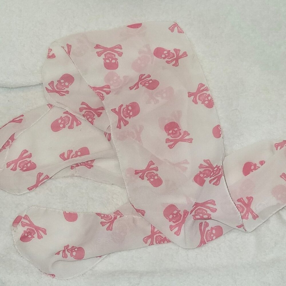 Skull and Crossbones White and Pink Fashion Scarf